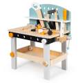 Jucarie mini atelier de lucru pentru copii, din lemn, cu scule si accesorii, 45x49cm, 32 piese