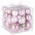 Set 37 Globuri de Craciun pentru Brad cu agatatori, din Plastic, diametru 8 cm, roz perlat