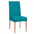 Husa elastica universala pentru scaun dining/bucatarie, din spandex, model carouri, culoare turcoaz