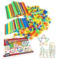 Set creativ de constructie pentru copii cu tuburi si conectori, multicolor, 408 piese