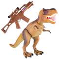Set de Joaca pentru Copii, Dinozaur Umblator si Pusca cu Baterii 3xAA, maro/bej