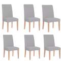 Set 6 Huse scaun dining/bucatarie, din spandex, culoare gri deschis