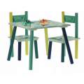 Set mobilier copii, model dinozaur, albastru si verde, lemn + MDF, 50x50x42 cm, Chomik MART-PHO3586