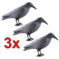 Set 3x Corbi Ciori Artificiale Decorative pentru Alungarea Porumbeilor sau a Altor Pasari Nedorite
