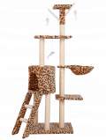 Ansamblu de Joaca pentru Pisici tip Turn XL, pe 5 Nivele, inaltime 138 cm, model Leopard, Culoare Maro