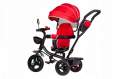 Tricicleta cu scaun rotativ, maner parental, copertina, roti din cauciuc, suport picioare pliabil, culoare rosu