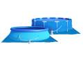 Covor de protectie universal pentru piscina, din PVC, dimensiune 3.96x3.96m, albastru