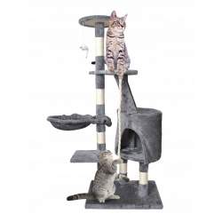 Ansamblu de Joaca pentru Pisici tip Turn pe Nivele cu Jucarie, Inaltime 118cm, Culoare Gri