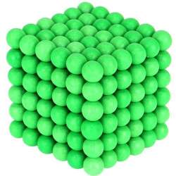 Joc Puzzle Antistres NeoCube cu Bile Magnetice 216 Bucati, Diametru Bile 5mm, verde fluorescent