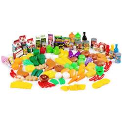 Set de joaca, accesorii pentru bucatarie, fructe, legume si alimente, 120 piese