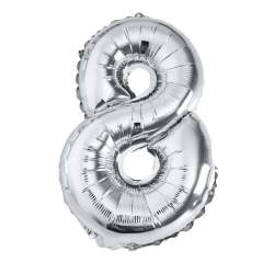 Balon din folie metalizata argintie, Cifra 8 ManiaMagic