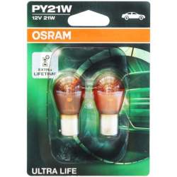 Set Becuri semnalizare PY21W Osram Ultra Life, 12V, 21W, 2 buc