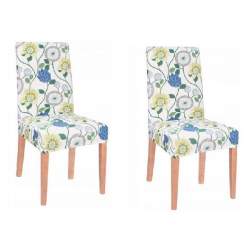 Set 2 huse scaun dining/bucatarie, din spandex, model floral, multicolor