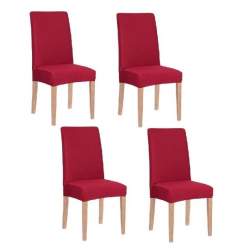 Set 4 huse pentru scaun dining/bucatarie, din spandex, culoare rosu