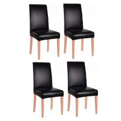 Set 4 huse scaun dining/bucatarie, imitatie piele si spandex, culoare negru