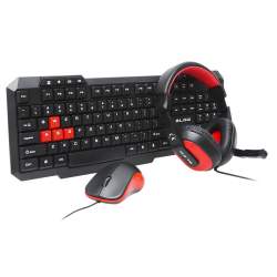 Kit Gaming Blow cu Tastatura, Mouse si casti, pentru PC sau Laptop, negru/rosu