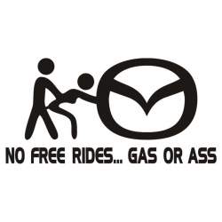 Sticker Auto No Free Rides Mazda, 16 x 8 cm, negru