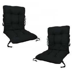 Set 2 Perne sezut/spatar pentru scaun de gradina sau balansoar, 50x50x55 cm, culoare negru