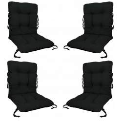 Set 4 Perne sezut/spatar pentru scaun de gradina sau balansoar, 50x50x55 cm, culoare negru