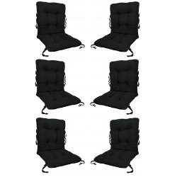Set 6 Perne sezut/spatar pentru scaun de gradina sau balansoar, 50x50x55 cm, culoare negru