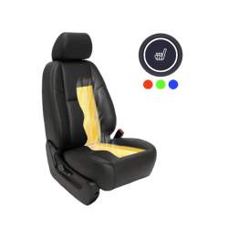 Kit incalzire pentru scaune auto sezut si spatar, din carbon, buton rotund RGB cu 3 trepte, pentru 1 scaun