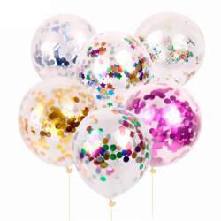 Set 5 baloane cu confetti, pentru petreceri sau evenimente, din latex, 33cm, transparent
