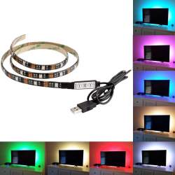 Set Banda LED USB pentru Iluminare Ambientala in Spatele Televizorului Backlight TV RGB