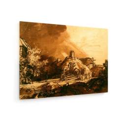 Tablou pe panza (canvas) - Rembrandt - Cottages before Stormy Sky AEU4-KM-CANVAS-553