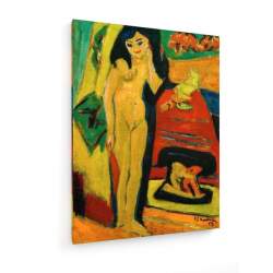 Tablou pe panza (canvas) - Ernst Ludwig Kirchner - Nude behind curtain. AEU4-KM-CANVAS-1038