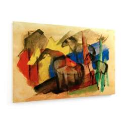Tablou pe panza (canvas) - Franz Marc - Three horses in landscape with houses AEU4-KM-CANVAS-1853