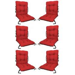 Set 6 Perne sezut/spatar pentru scaun de gradina sau balansoar, 50x50x55 cm, culoare rosu