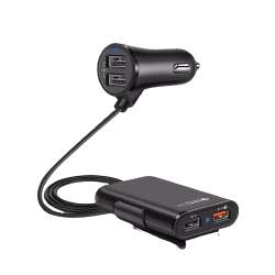 Incarcator auto TarTek Dual USB, 2x 2.4A, 2X3.1A, 1x Quick Charge 3.0, 1.7m, Black MTEK-INCWTRK