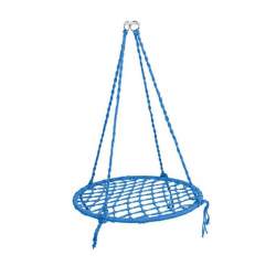 Leagan Balansoar rotund tip cuib pentru curte, gradina sau terasa, capacitate 100kg, diametru 80cm, albastru