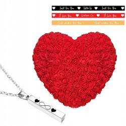 Set Inima din Flori de Trandafir si un Colier cu 2 Inimi, 30x14x29cm