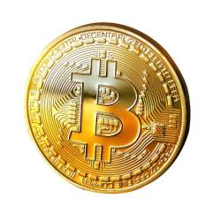 Moneda de colectie, decorativa, plus carcasa protectie, cryptomoneda Bitcoin, diametru 40 mm, Auriu MTEK-bitcoina_c