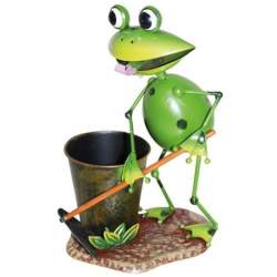 Ghiveci decorativ Strend Pro Metal Frog, inaltime 33 cm, din metal FMG-SK-8090673