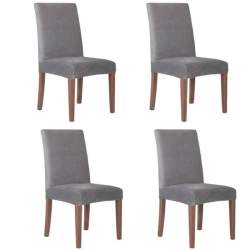 Set 4 Huse scaun dining/bucatarie, din spandex, culoare gri inchis
