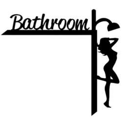 Decoratiune semn Krodesign Bathroom KRO-1104, dimensiune 45x40cm, negru FMG-KRO-1104