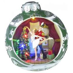 Decoratiune Craciun muzicala, glob de brad cu balerina, LED multicolor, 3xAA, 30.5x26.5 cm MART-8090890
