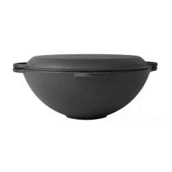 Oala de fonta tip wok, cu capac, 3 in 1, 37x18 cm, Perfect Home MART-28173