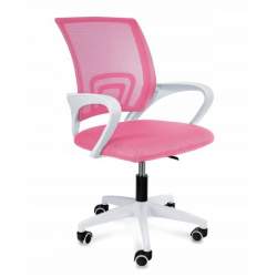 Scaun de birou, rotativ, cu plasa, cotiere, alb si roz, 54x54x95 cm MART-CM-923478