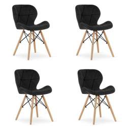 Set 4 scaune stil scandinav, Artool, Lago, catifea, lemn, negru, 48x43x74 cm MART-3372_1S
