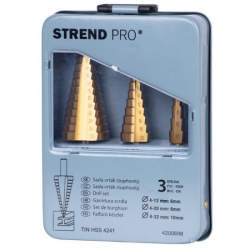 Set 3 burghie in trepte Strend Pro Premium, dimensiuni 4-12, 4-20, 4-32 mm, TiN, HSS 4241 FMG-SK-4200698-1