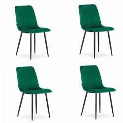 Set 4 scaune stil scandinav, Artool, Lava, catifea, metal, verde si negru, 43x51x90 cm MART-3463_1S