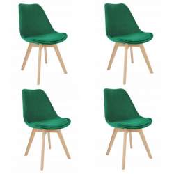 Scaune stil scandinav, lemn, catifea, verde, set 4 buc, 49x60x82 cm, Bari MART-CM-946132S