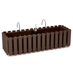 Jardiniera decorativa, suport metalic, sistem irigare,​​​​​​​ maro, 58x18x16.2 cm, Boardee Fencycase W  MART-DDEF600W-R222