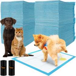 Covorase absorbante pentru catei, pisici sau alte animale, 100buc, 60x60 cm, alb/albastru