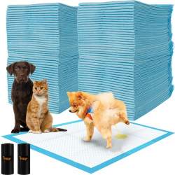 Covorase absorbante pentru catei, pisici sau alte animale, 100buc, 60x90 cm, alb/albastru