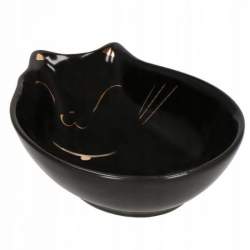 Castron, bol, pentru caine, pisica, ceramica, negru, model pisica, 15x11x5 cm MART-PA0201