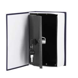 Seif, caseta valori, cutie metalica cu cheie, portabila, tip carte, albastru, 20x6.5x26.5 cm, Springos MART-HA5048